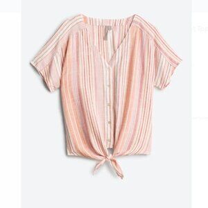 Brina & Em Condrad Tie Front Top Stitch Fix Pink Size Large Tee Tshirt Blouse
